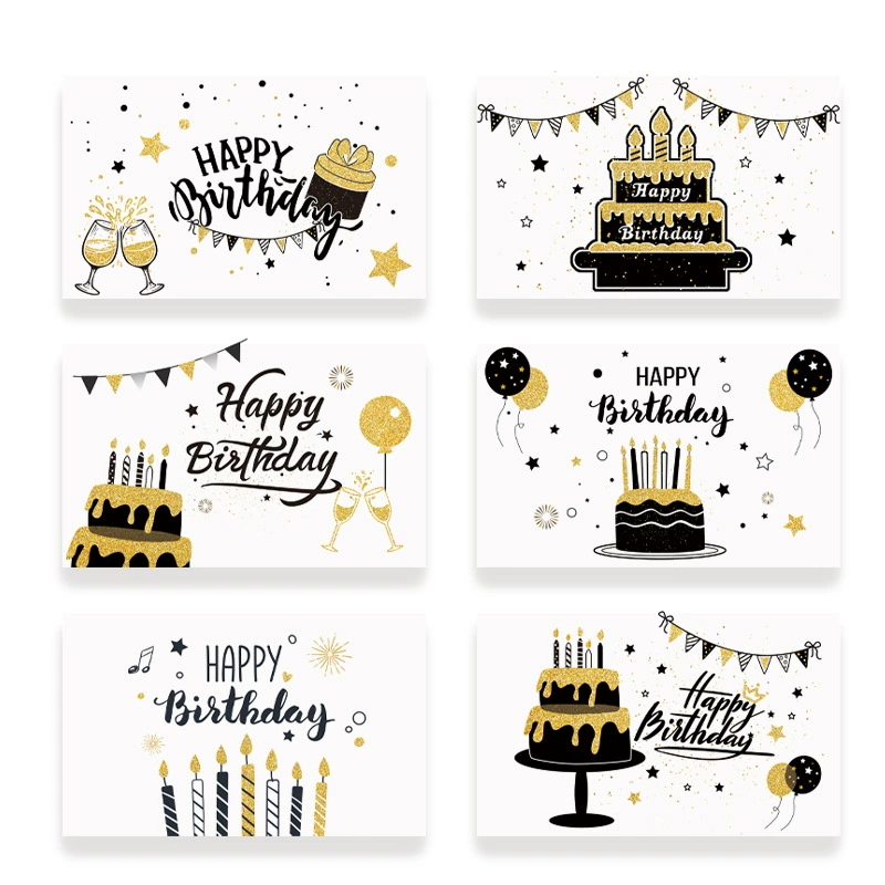 Birthday Greeting Card – Black and Gold Landscape 05