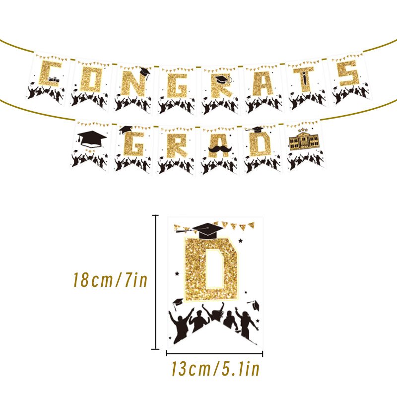 Graduation Bunting Banner White