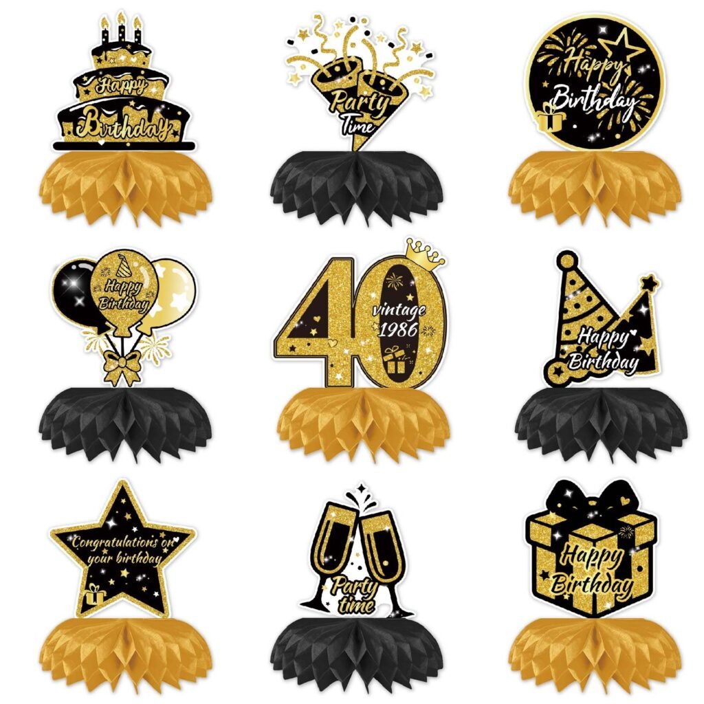 40th Birthday Golden Honeycomb Decorations