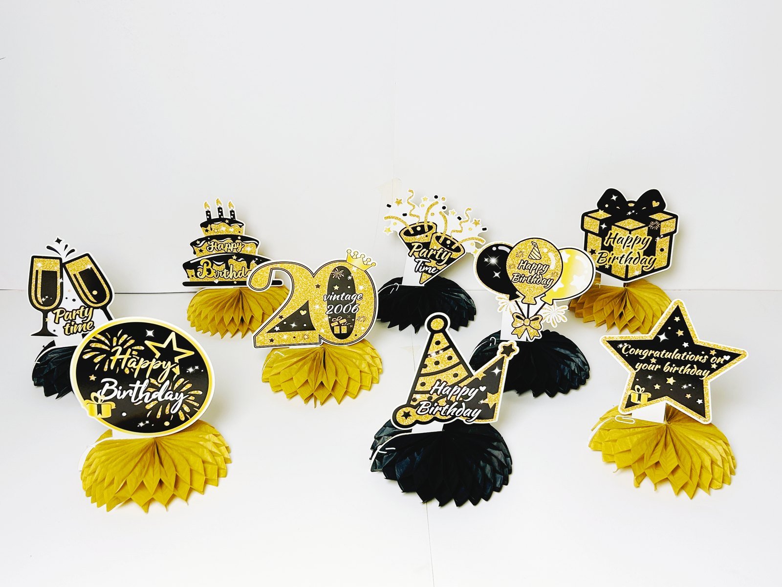20th Birthday Golden Honeycomb Decorations