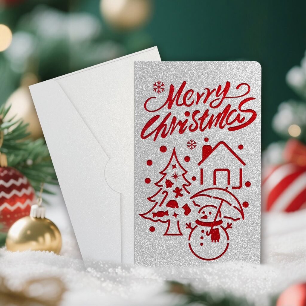 Silver Christmas Laser-Cut Greeting Cards Set