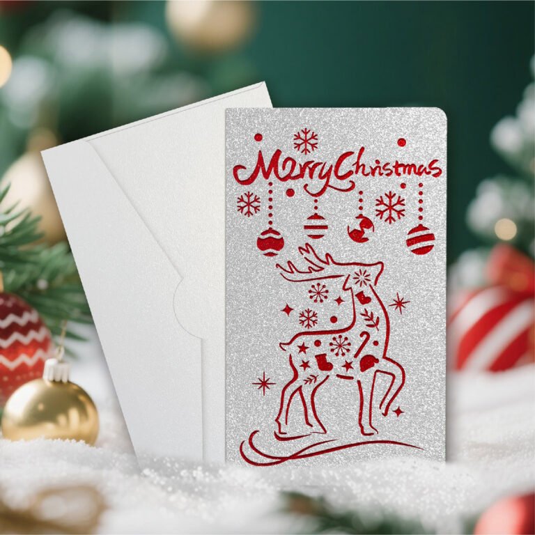 Silver Christmas Laser-Cut Greeting Card E