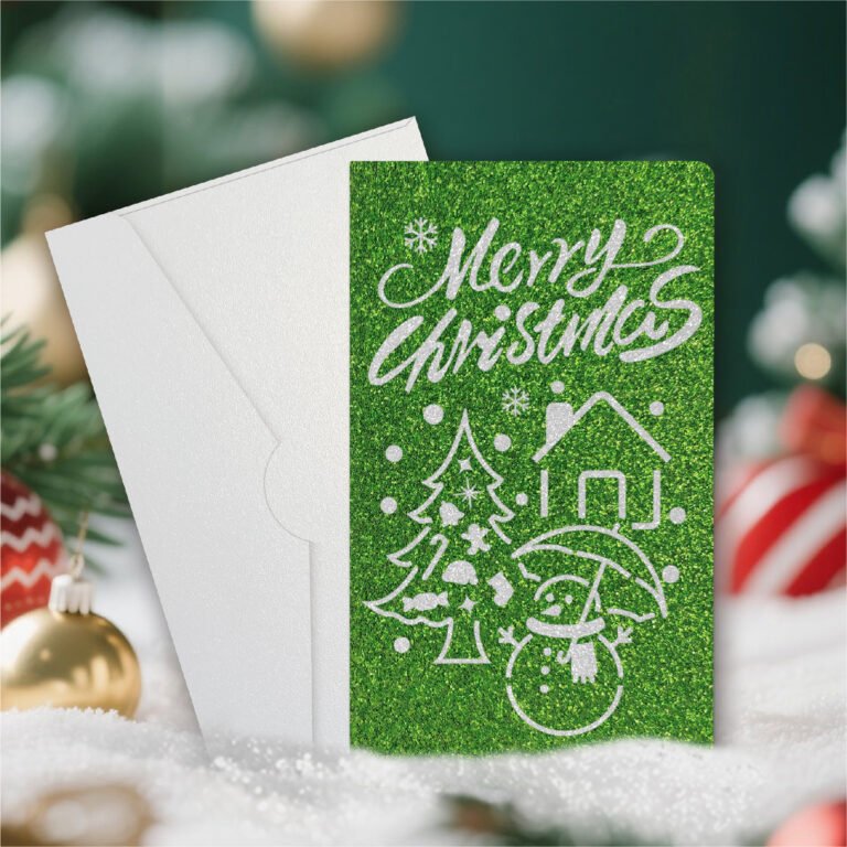Green Christmas Laser-Cut Greeting Card A