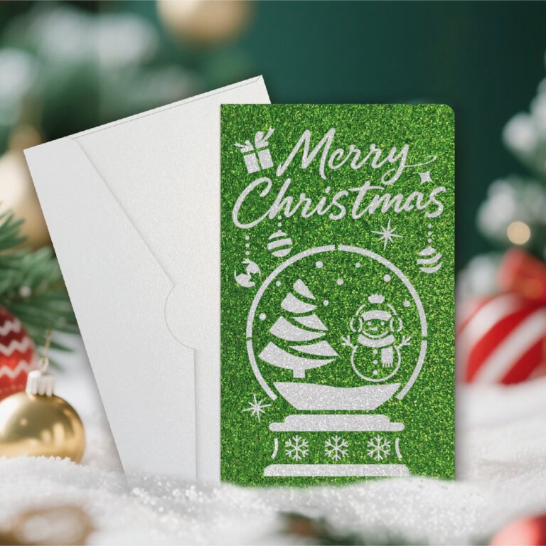 Green Christmas Laser-Cut Greeting Card B