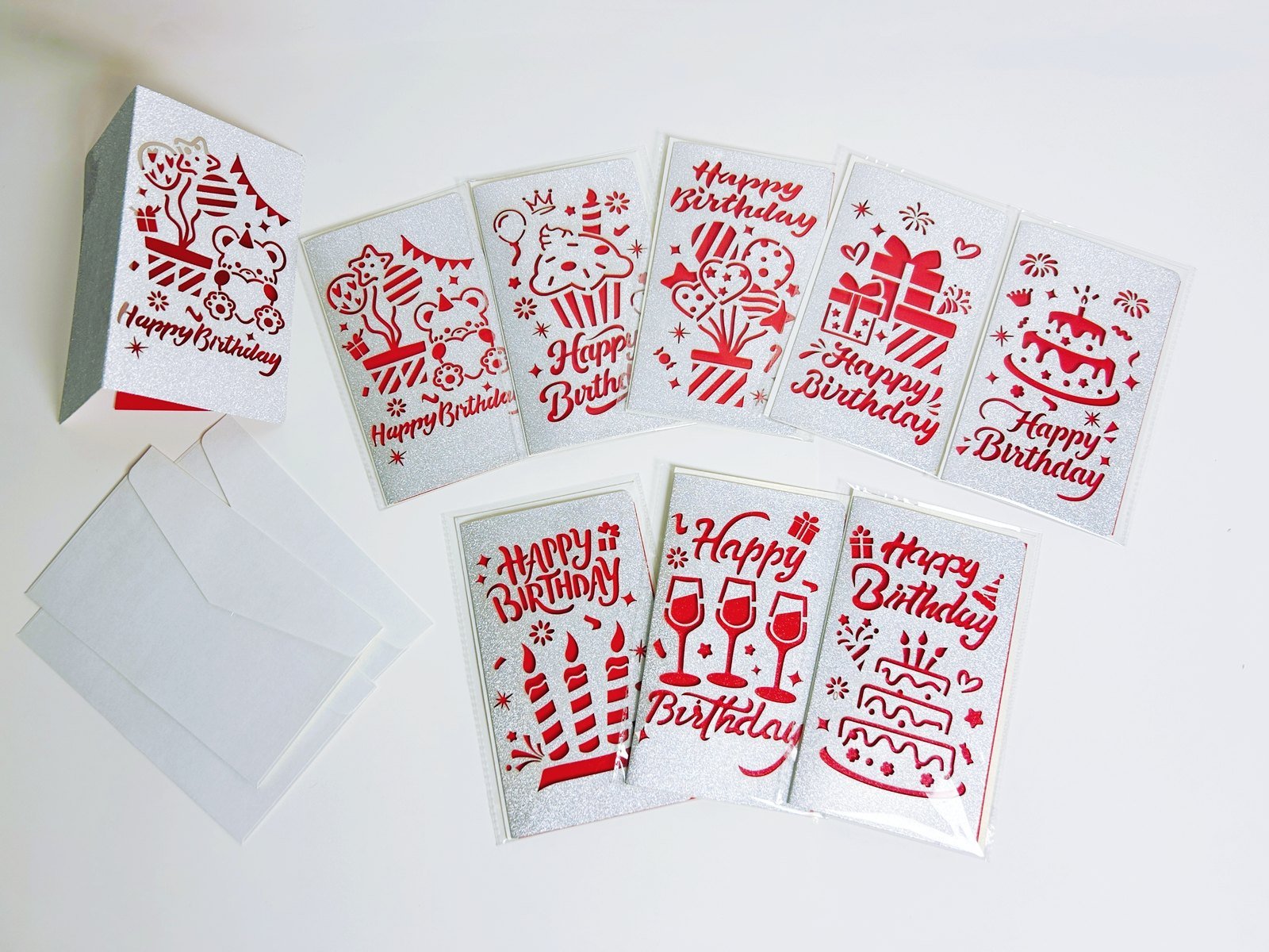 Silver Christmas Laser-Cut Greeting Cards Set