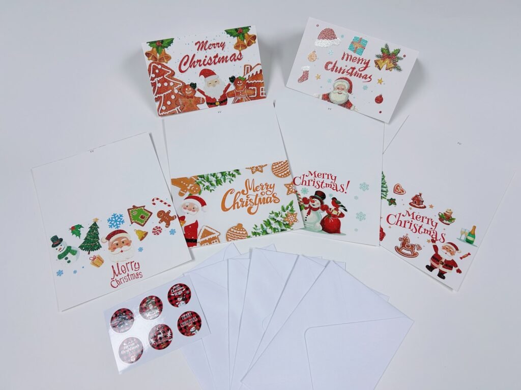 Christmas Greeting Cards Set A4 — 6 Cards with Envelopes & Stickers