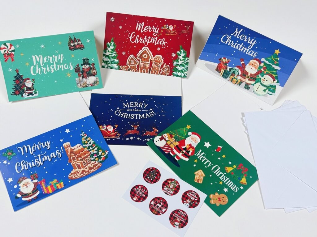 Christmas Greeting Cards Set A3 — 6 Cards with Envelopes & Stickers