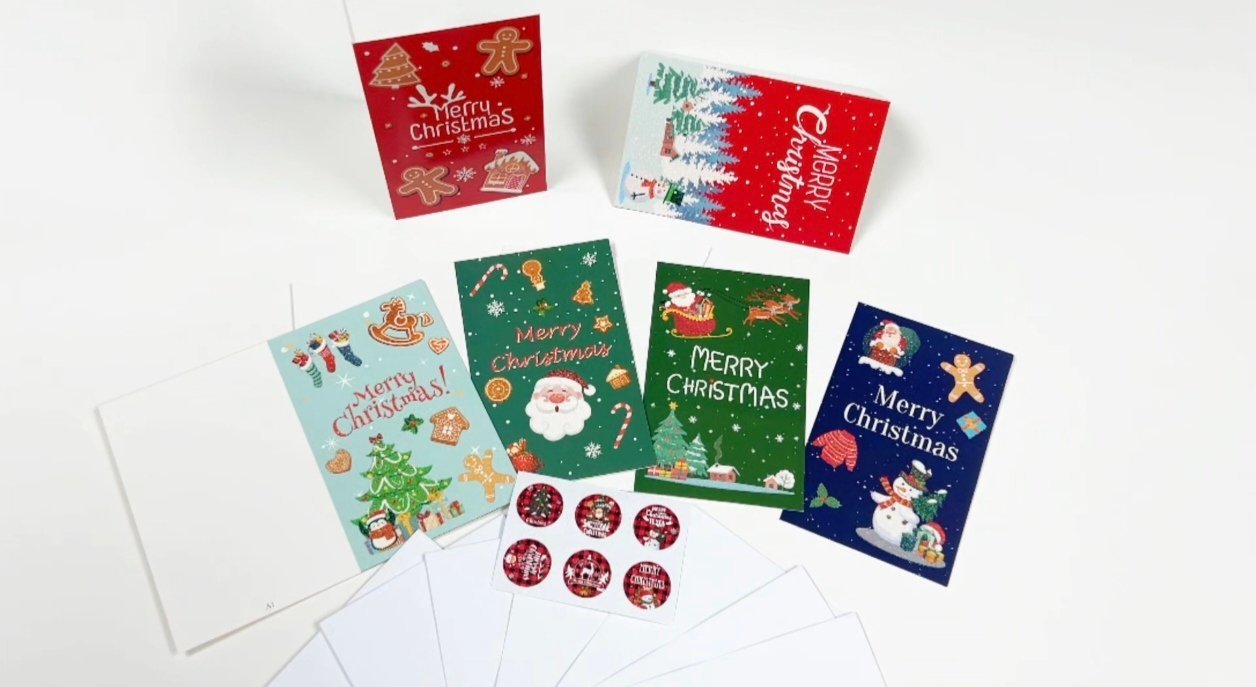 Christmas Greeting Cards Set A1 — 6 Cards with Envelopes & Stickers