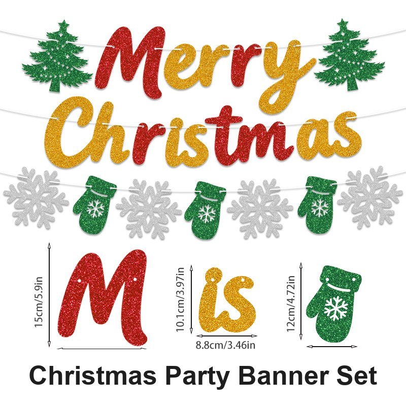 Christmas Glitter Banner & Garland Set — Style 2605