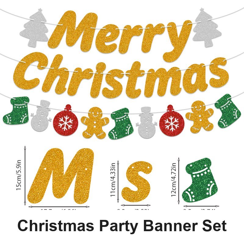 Christmas Glitter Banner & Garland Set — Style 2606