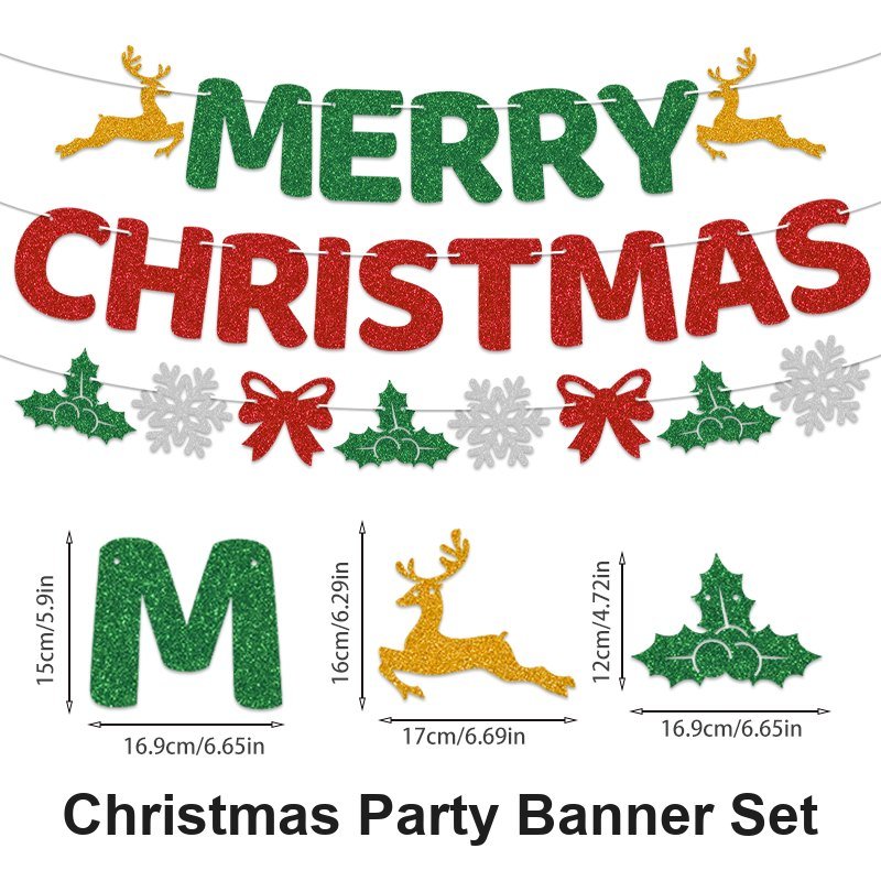 Christmas Glitter Banner & Garland Set — Style 2607