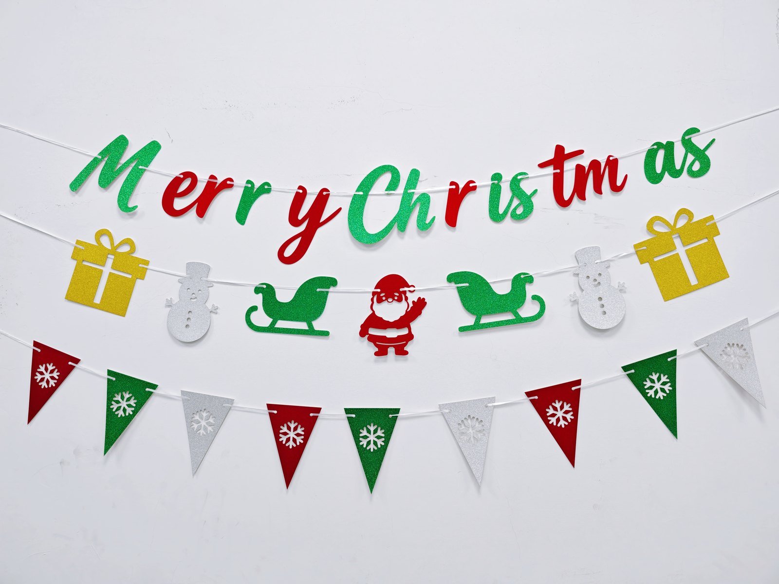 Christmas Glitter Banner & Garland Set — Style 2603