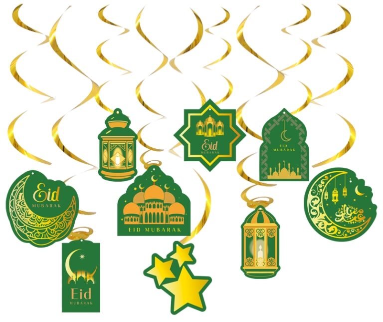 Green Eid Mubarak Hanging Swirl
